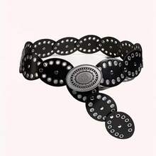 1 chiếc thắt lưng nữ phong cách cao bồi miền Tây Boho, kết hợp với dây da và kim loại bạc, phù hợp cho mùa thu, đông, xuân, quần jeans, lễ hội Halloween, chân váy, váy maxi, tiệc tùng, dạ hội, trang phục. - Thắt lưng bạc rỗng ghép nối - Xem 1
