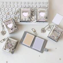 Mini Silver Photo Album, Photo Storage Bag, Album, Minimalist Cartoon Star & Heart Hollow Photo Album, Celebrity Fan Cards And Sticker Collection Album, Portable And Easy To Carry - Silver - View 10