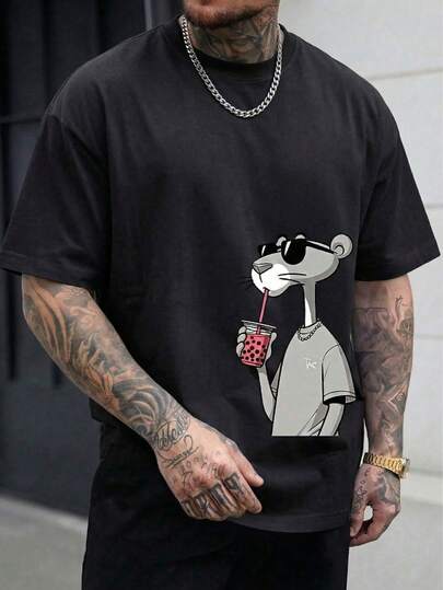 Camiseta corta de manga corta para hombres con diseño sencillo y estampado, estilo moderno y minimalista. Corte corto, cómodo, suave, transpirable y absorbente. Envío exprés desde nuestro almacén local.