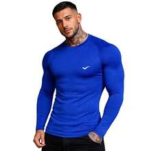 Thermal Shirt Second Skin T-Shirt UV Protection Compression Cold Heat Men's Blouse - Royal Blue - View 4