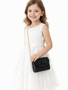 Girls' Handbag With Bow Tie, Cute Style, Modern, Compact And Comfortable - Black Glitter - View 4