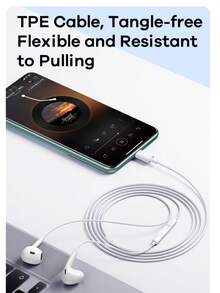 Lightning接口有线耳机，Type-C接口有线耳机，3.5mm圆形插头，USB-C耳机，带麦克风和线控的音频耳机，适用于iPad和其他苹果设备的Lightning接口有线耳机 - 查看 2