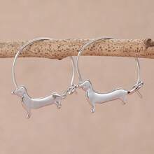 Cute Mini Sausage Shaped Earrings, Suitable For Holiday Parties, Exquisite Jewelry Gift For Her - Silver - View 1
