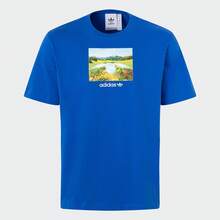 Adidas 男士时尚舒适休闲运动百搭圆领短袖T恤 JF2859，春夏款 - 藍色 - 查看 1