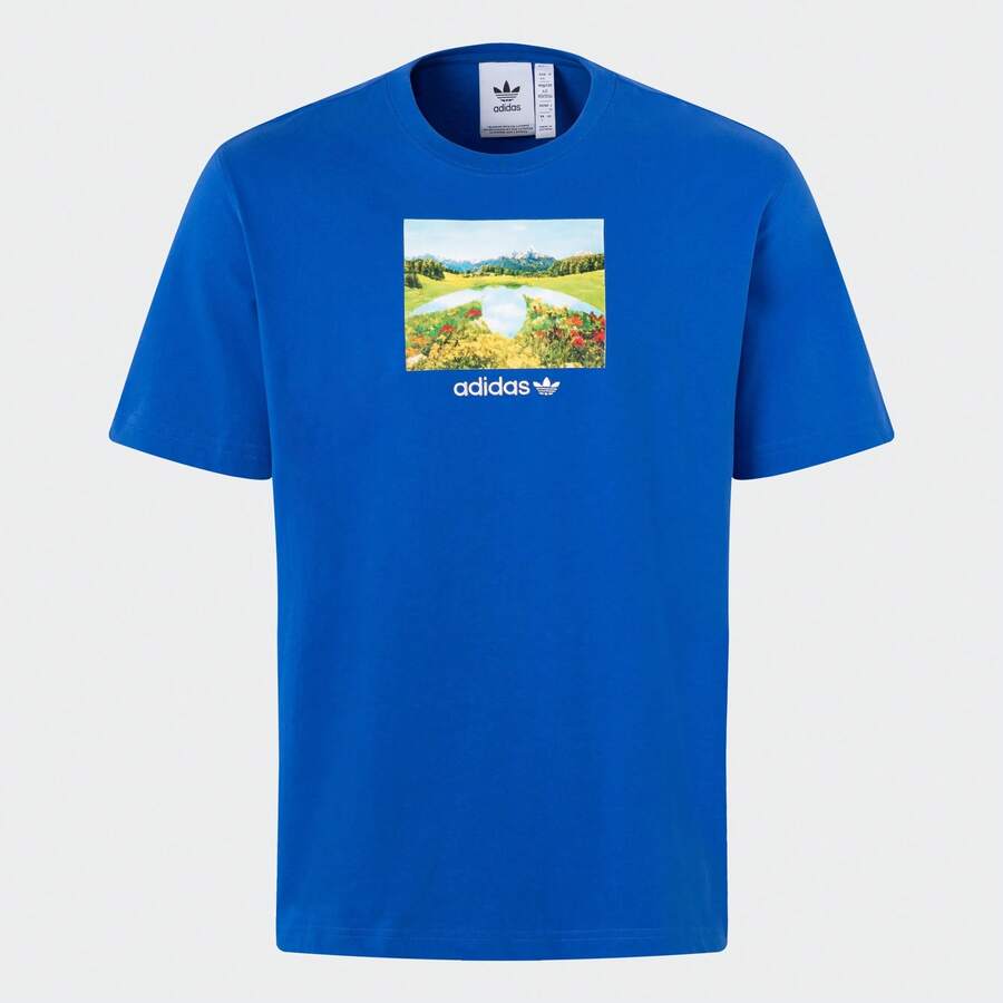 Adidas 男士时尚舒适休闲运动百搭圆领短袖T恤 JF2859，春夏款 - 藍色 - 查看 1
