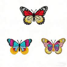 6 Peças Patch Bordado, Patches com Adesivo para Roupas, Chapéus, Jaquetas, DIY, Conjunto de Patch Bordado da Série Borboleta Colorida, Adequado para Capas de Telefone, Bolsas e Decoração de Roupas - Conjunto de 6 peças de adesivo termofusível - Visão 7