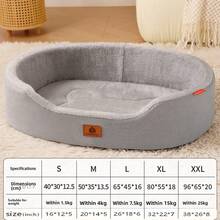 1pc Pet House, 4-Season Universal Dog/Cat Bed, Suitable For Small/Medium/Large Pets, Removable Cushion, Fashionable Lychee Texture Boat-Shaped Bed, Soft & Comfortable, Easy To Clean, Durable - Grey - View 2