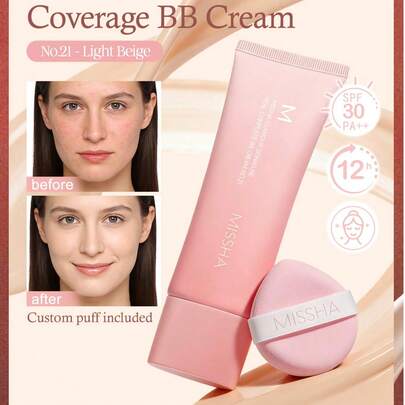  MISSHA M BB Cream Full Coverage, Natural Finish,Moisturizing, Coverage For Everyday Wear, Long Lasting Full Coverage, Flawless Skin Makeup, CC Cream, Face Whitening Cream Hydrate Holiday Essential Rose Girl Best Color Charm Vibe, Christmas Gifts For Women, Fancy Fashion Women Brand Makeup Back To School, Wedding Dress For Bride, Summer, Valentines, Vacation, Valentine's Day