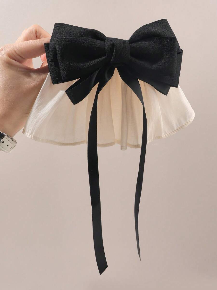 1 chiếc kẹp tóc nơ satin 3D nhiều lớp màu đen trắng, kiểu dáng cổ điển Pháp tối giản, sang trọng, thanh lịch, mềm mại, tinh tế, đa năng, phù hợp cho sử dụng hàng ngày, tiệc trà chiều, dự tiệc, buộc tóc đuôi ngựa thấp, búi tóc, mùa hè, kỳ nghỉ, du lịch, lễ hội, sinh nhật. - Nhiều màu - Xem 1