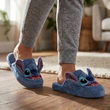 Disney Lilo & Stitch Womens' Cozy Plush Slippers – Warm, Soft, Lightweight Indoor Shoes (Adults Sizes 5-12) - Blue - View 6