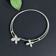 2pcs/Set Bestselling Floral Open Choker Necklace & Earrings Set, Luxury Elegant Jewelry Set, Women Accessories Set - Silver - View 7