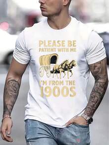 Camiseta de Hombre Cómoda Cuello Redondo Casual Algodón Mangas Cortas Suave Transpirable Top Ropa de Hombre Camiseta Verano Primavera Ropa de Calle Tela de Algodón Impresión de Letras - Negro - Ver 6