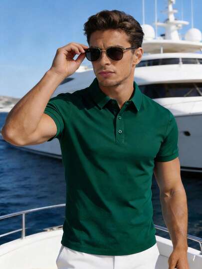 Áo polo nam màu trơn, thoáng khí, kiểu dáng thường ngày, công sở, thể thao, co giãn, thoải mái, thích hợp cho chạy bộ, tập thể dục, tập luyện.