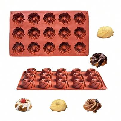 Khuôn silicon hình bánh donut xoắn ốc mini 6/15 ô, khuôn làm bánh quy bơ, bánh ngọt, sô cô la, fondant, khuôn bánh silicon, dụng cụ làm bánh tự làm, khuôn tạo hình xoắn ốc cho món tráng miệng.