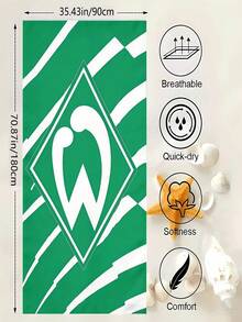 SV Bremen 沙滩巾 - 速干柔软超吸水性涤纶混纺面料，亮绿色搭配白色条纹和球队标志设计，适合游泳、瑜伽、旅行 - 是运动迷和户外爱好者的完美礼物，也是沙滩用品和瑜伽用品的理想之选。 - 綠白色 - 查看 14