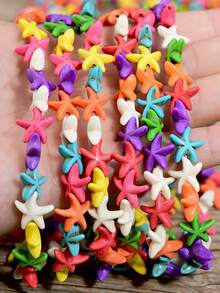 Yumfeel 37pcs Natural Howlite Sea Star Beads For Jewellery Making.Boho Spring And Summer Beach Style Stone Beads For DIY Bracelets ,Necklaces And Anklets. - Multicolor - View 9