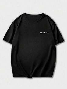 GRDR Kaos Pria Kasual Hitam dengan Motif Huruf, Leher Bulat, Lengan Pendek, Nyaman & Modis - Hitam - View 5