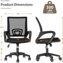 Office Desk Chair - Ergonomic Mid Back With Lumbar Support & Rocking Mode, Height Adjustable With Fixed Armrest, Storage Back For Computer, Gaming, Conference, Meeting, 360° Swivel, Black - Black - View 3