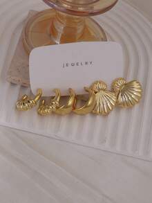4/6/16pcs Women Earrings/Hoop Earrings Set, Fashionable And Elegant, Suitable For All Year Round Wear - Gold - View 5