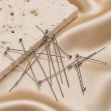 50-Piece Set Of Stainless Steel Fashion Ball Pins, Bead Pins, Round-Head Pins For DIY Beadwork, Pendants, And Jewelry Making Accessories - Silver - View 4