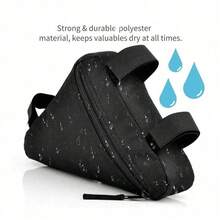 1pc Black Bicycle Triangle Bag, Mountain Bike Front Frame Top Tube Tool Bag, Bicycle Handlebar Saddle Bag And Bicycle Accessories - Black - View 5
