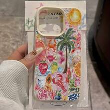 Funda para teléfono: 1 funda suave con diseño de collage de fiesta en la playa de verano y patrón de lichi, compatible con iPhone 17 16 15 14 13 12 11 Pro Max MINI AIR 14 15 16 Plus XS XR X 8 7 SE 2020, teléfonos móviles, bolsos, accesorios para móviles, fundas para teléfonos, decoración de interiores, accesorios, fundas transparentes para teléfonos, verano, correas para teléfonos, fundas para teléfonos de hombre, fundas negras para teléfonos, fundas rosas para teléfonos, funda para móvil para hombre, funda para móvil para mujer, protección para teléfonos móviles, accesorios de playa, dulces de fresa, cubiertas protectoras para teléfonos. - Estilo (1 pieza) - Ver 2