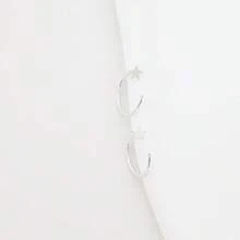 1 Paar 925 Sterling Silber minimalistische kleine Creolen, elegante offene C-förmige Pentagramm Ohrringe für den täglichen Gebrauch - Silber - Übersicht 4