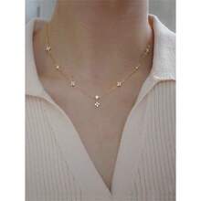 1pc Women's Necklace Copper Alloy Cu Zirconia Four-Leaf Clover Tassel Pendant Necklace Layering Daily Accessory Gift Random Pendant Quantity - Vàng - Xem 1
