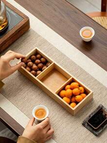 1 Set Wooden Tray With Compartments, Snack Box, Snacks, Cookies, Outdoor, Wooden Tray - Apricot - View 10