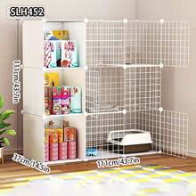 三层猫笼带储物隔间,大空间猫屋,宠物用品猫别墅 - 彩色 - 查看 4