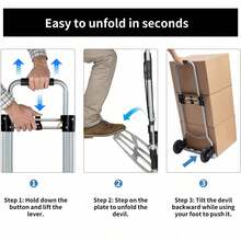 Luminpool IronFoldable Hand Cart - Smooth-Running Wheels Multi-Purpose Sack Barrow Cart For Luggage, Groceries, Office, Warehouse 200KG Load Capacity - Silver - View 4