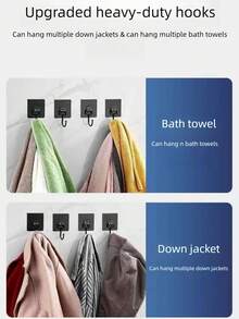 20pcs Heavy Duty Waterproof No-Drill Self-Adhesive Wall Hooks, 180° Rotatable Stainless Steel Hooks, 60lbs Load Capacity, Suitable For Bathroom, Kitchen, Towels, Coats, Keys, Clothes And Other Home Storage And Organization. Applicable For Home, Office, Outdoor, Shop, Car And Other Scenes, Can Store Coats, Kitchen Utensils, Stationery, Personal Items, Etc., Practical Storage Solution. - Black Hook - View 7