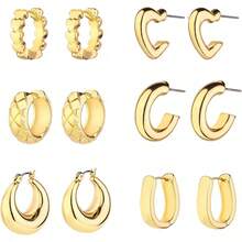 6 Gold Hoops Set