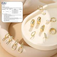 BESTEEL 13 Pairs Small Stud Hoop Earrings Set Women Gold Plated Huggie Hoops Pearl Dainty Lightweight Earrings - 14K Gold Plated - View 6