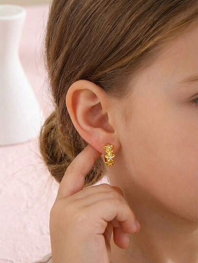 1 Đôi bông tai hình hoa 5 cánh đính đá Zirconia tinh tế, sang trọng, phù hợp cho bé gái, thời trang cho dạo phố, dự tiệc, du lịch, đeo hàng ngày hoặc làm quà sinh nhật.