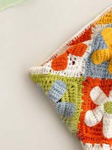 夏季海滩防晒头巾，女士波西米亚风度假装扮，手工针织三角围巾，钩针发带，乡村风头巾 - 彩色 - 查看 8