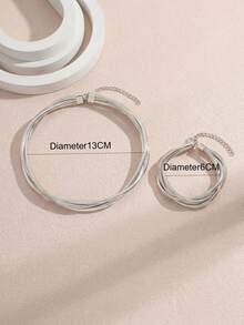 Bộ 2 món trang sức bản to, dây chuyền và vòng tay kiểu xương rắn tối giản thời trang, trang sức phong cách punk sang trọng, thanh lịch dành cho nữ, phù hợp để đeo hàng ngày và dự tiệc. - Nhiều màu - Xem 4