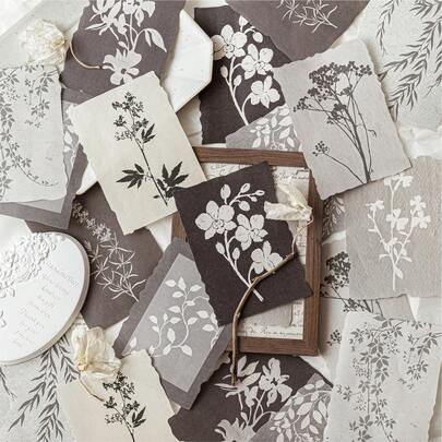 20pcs Vintage Small Fresh Floral Plant Irregular Memo Paper, DIY Scrapbook Journal Background Decor Craft Materials For Craft Lovers