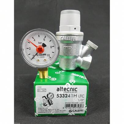 Caleffi 1/2" PRV Female Inclined Pressure Reducing Valve With Gauge 533241H BNIB