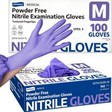 Găng tay nitrile dùng một lần màu tím, găng tay bền chắc dùng trong gia đình, thích hợp cho nhà bếp, phòng tắm, dọn dẹp, chế biến thực phẩm, xăm hình, làm đẹp, nhuộm tóc, thú cưng, tiệm làm tóc, dụng cụ vệ sinh, dụng cụ gia đình, v.v. - Màu tím - Xem 15