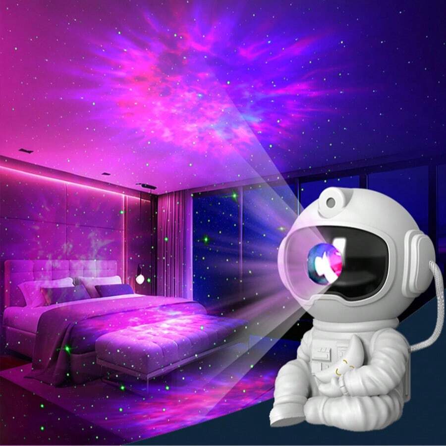Astronaut Hugging Moon For Galaxy Night Light With 8 Modes, Remote Control & 360° Rotation - USB Powered LED Star Projector For Bedroom Decor, Game Room, Home Theater Ceiling - Perfect For Christmas & Halloween - 月亮 - 查看 1