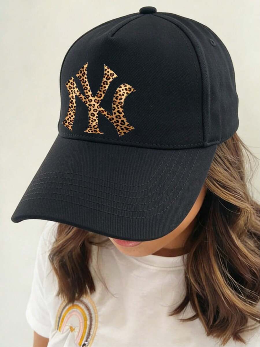 Men's Printed Hat Leopard Print New York Logo Cap | Suitable For Summer Vacation And Daily Wear | 100% Cotton Unisex - màu đen - Xem 1