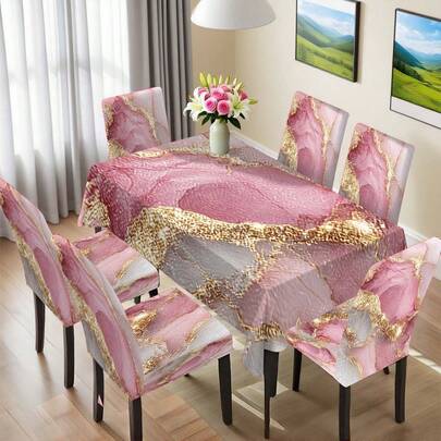 1/4/6/36 Stücke, Mehrfarbige Keramikfliesen Dekor Serie Muster, Tischdecken- & Stuhlbezug Set, Elastische Stuhlbezüge, geeignet für Zuhause Küche, Party, Feiertage Heim Dekoration, Innen-/Außenbereich Tisch und Stuhl Deko, Mehrfach Anlässe Ganzjährig