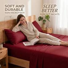 SERAPHINEX Sheet Sets With Pillowcases - Wine Red - View 9