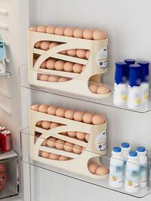 Khay đựng trứng lăn tự động cho tủ lạnh 4 tầng tiết kiệm diện tích, khay đựng trứng cho tủ lạnh và mặt bàn bếp, sức chứa 28 quả, giá lưu trữ trứng bằng nhựa bền cho tủ lạnh, mặt bàn, tủ bếp, phụ kiện sắp xếp nhà bếp - Nhiều màu - Xem 8