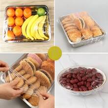Bộ 100 màng bọc thực phẩm PE co giãn tái sử dụng, túi bảo quản thực phẩm co giãn cho bát đĩa, rau củ - Giải pháp sắp xếp nhà bếp đa chức năng, chất liệu nhựa trong suốt, bảo quản thực phẩm tại nhà, dụng cụ sắp xếp thực phẩm, công cụ bảo quản. - Xem 2