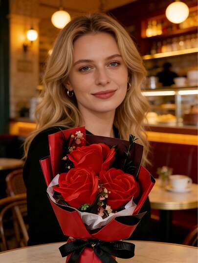 1 Bó hoa hồng giả được gói giấy, món quà lãng mạn cho Ngày của Mẹ, Kỷ niệm, Bạn gái & Bạn bè, Hoàn hảo cho Ngày Valentine, Giáng sinh, Quà lưu niệm & Quà tặng đám cưới, Trang trí nhà phong cách Boho, Vật trang trí bàn, Trang trí phòng ngủ, phòng tắm & bàn làm việc, Trang trí lễ hội & tiệc tùng, Quà tặng cho người yêu