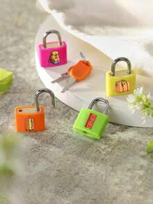 2/4pcs Colorful Travel Luggage Locks, Small Mini Suitcase Padlock Locks With Keys, Luggage Padlocks, Cute Cartoon Print Mini Padlocks For Suitcase Backpack Locker, Portable Small Security Locks For Gym School Travel Accessories, Strong Copper Lock Core With Plastic Shell (Unique Icon Patterns For Effortless Lock Matching) - Multicolor - View 5