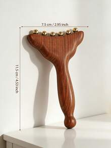 1 chiếc bàn chải massage toàn thân 6 hạt, cán gỗ, thích hợp cho mặt, cơ thể, chân, thiết kế hạt đồng, chống trượt, nâng cơ mặt, massage chân, spa tại nhà, chăm sóc sức khỏe và sắc đẹp hàng ngày. - Phiên bản xử lý - Xem 3