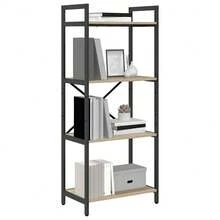 Roble Sonoma Madera de Ingenieria Libreria 56x34x133,5cm Biblioteca Almacenaje Organizacion Decoracion Moderno Estable Sala de Estar Dormitorio Cocina Pasillo Recibidor Interior - Marrón - Ver 3